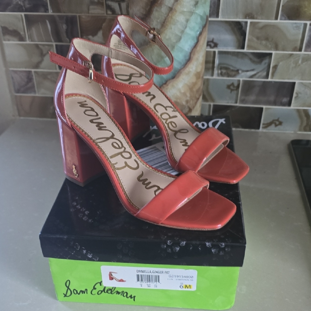 Sam Edelman Women's Daniella Ginger Patent Block Heels